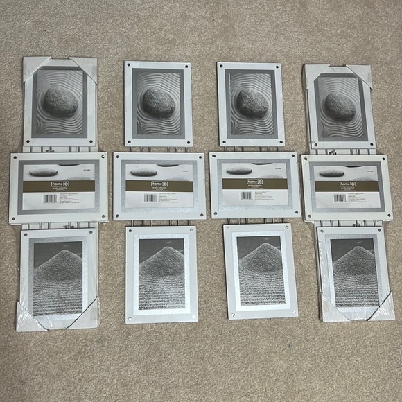 Lot of 4 White and Metallic Silver Acrylic Wall Hanging Picture Frames Collages